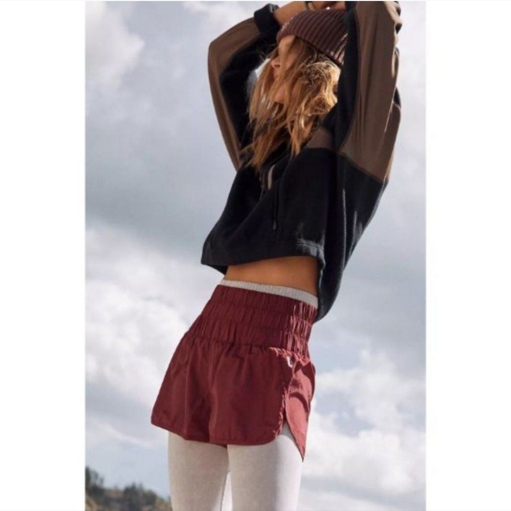 Free People The Way Home Shorts Burgundy Maroon Nylon S